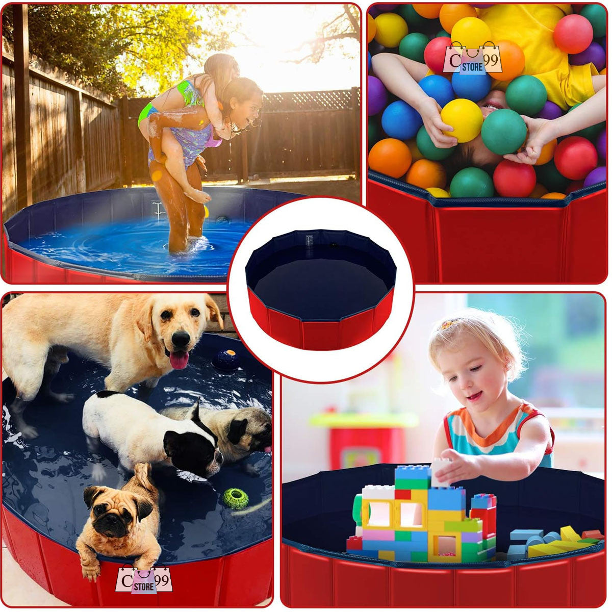 Piscina plegable para perros y mascotas 80 cm | Bañera portátil resistente