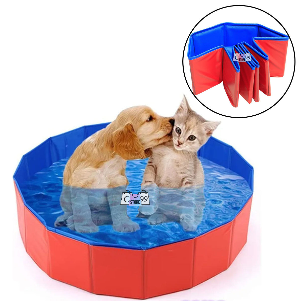Piscina plegable para perros y mascotas 80 cm | Bañera portátil resistente