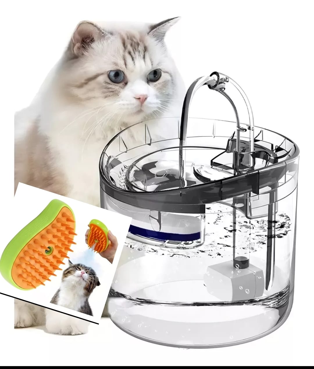 Fuente de Agua para Mascotas Automática + Cepillo Removedor de Pelo | Bebedero para Perros y Gatos con Filtro Silencioso