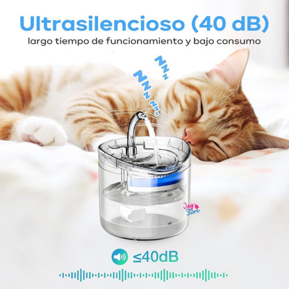 Fuente de Agua para Mascotas Automática + Cepillo Removedor de Pelo | Bebedero para Perros y Gatos con Filtro Silencioso